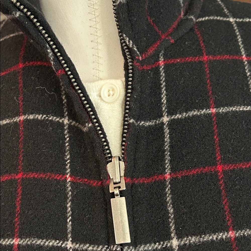 Charter Club Sz L Plaid Wool Blend Women's Zip Front Jacket GUC - Picture 4 of 5